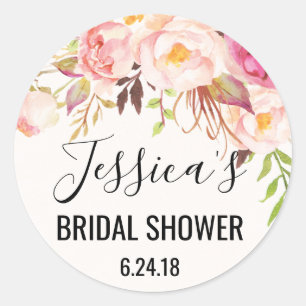 Antique Rose Bridal Shower Favour Stickers