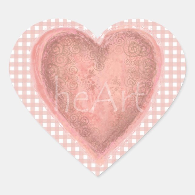Antique Rose-Coloured Heart Sticker (Front)