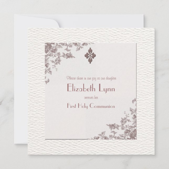 Antique Rose Corners Religious Invitation (Front)