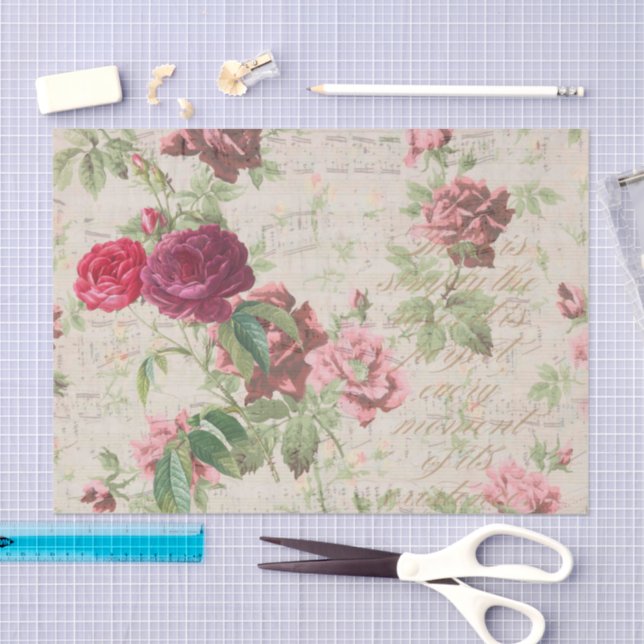 Antique Rose Decoupage & Tissue Paper Dark Pink (Craft)