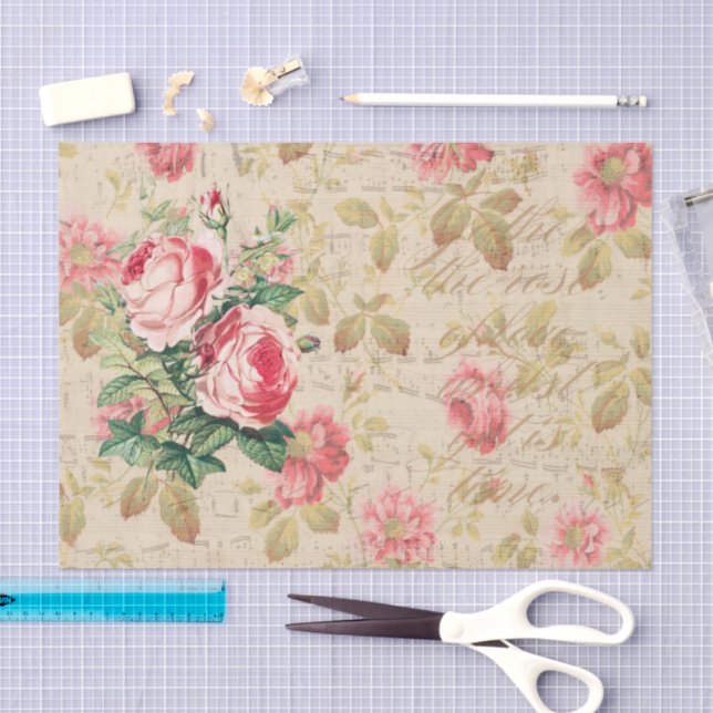 Antique Rose Decoupage & Tissue Paper Pink & Cream (Craft)