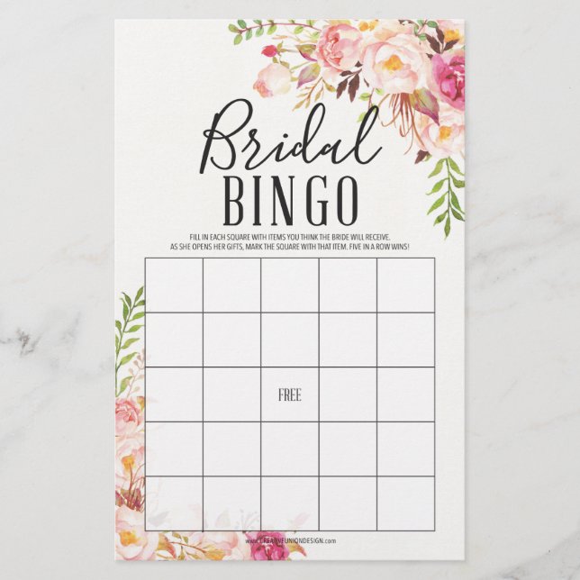 Antique Rose Double Sided Bridal Shower Games (Front)