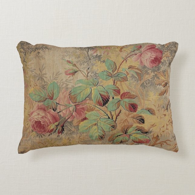 Antique Rose Floral Decorative Cushion (Front)