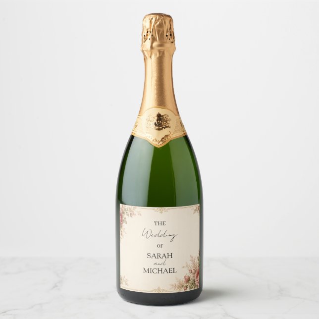 antique rose garden champagne bottle label (Front)