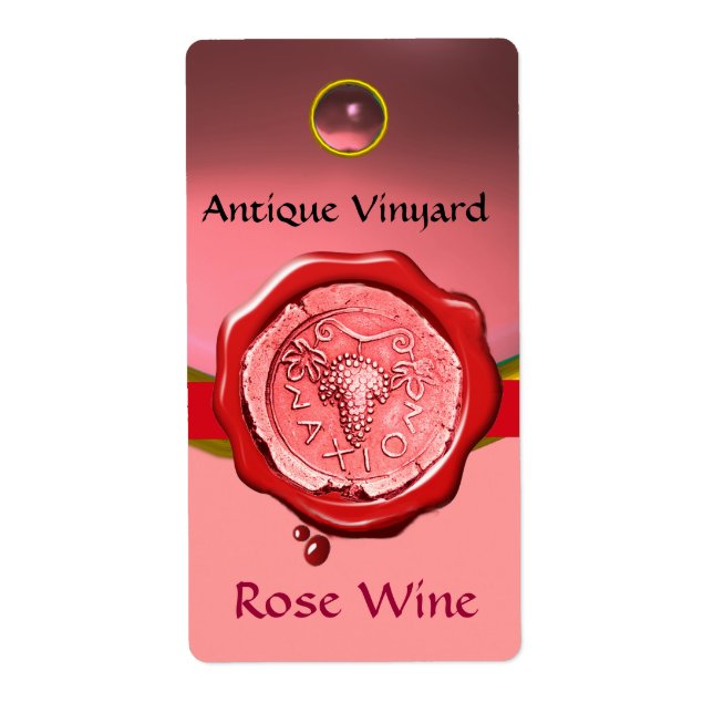 ANTIQUE ROSE GRAPE WINE RED WAX SEAL,Pink (Front)