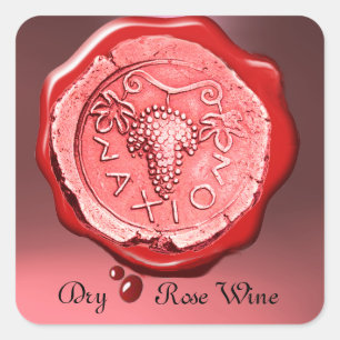 ANTIQUE ROSE GRAPE WINE RED WAX SEAL,Pink Square Sticker