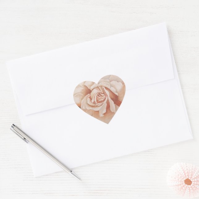 ANTIQUE ROSE  HEART STICKER (Envelope)