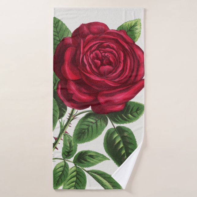 Antique Rose Lithograph, François-Frédéric Grobon Bath Towel Set (Bath Towel)