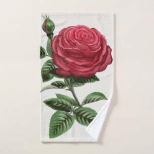 Antique Rose Lithograph, François-Frédéric Grobon Bath Towel Set