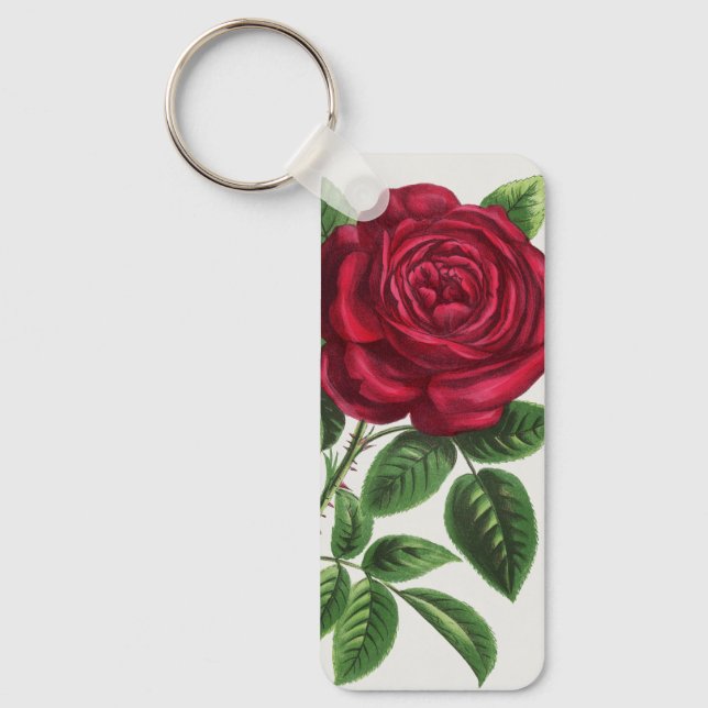 Antique Rose Lithograph, François-Frédéric Grobon Key Ring (Front)
