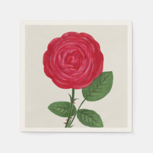 Antique Rose Lithograph, François-Frédéric Grobon Napkin