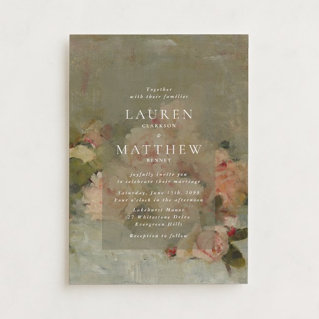 Antique Rose Oil Painting Wedding Invitation (Creator Uploaded)