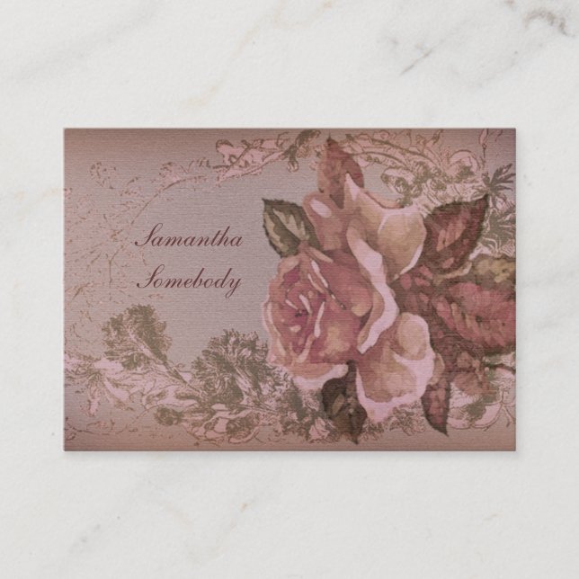 Antique Rose (pink) Miniature Postcard Business Card (Front)