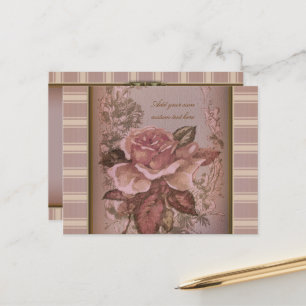 Antique Rose (pink) Personalised Postcard
