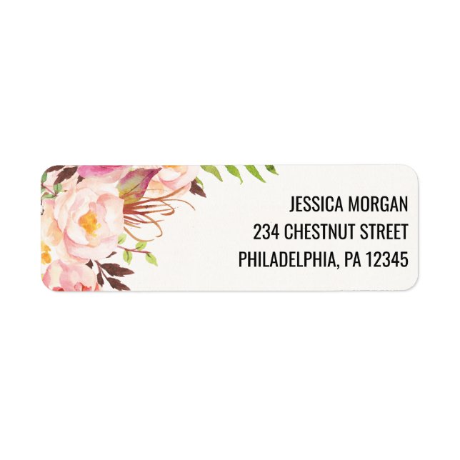 Antique Rose Return Address Label Wedding (Front)