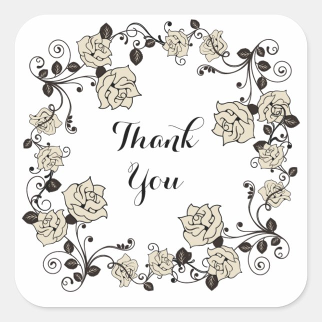 Antique Rose Thank You Sticker (Front)