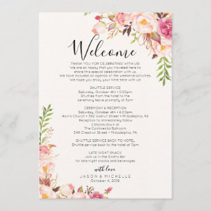 Antique Rose Wedding Itinerary - Guest Agenda Programme