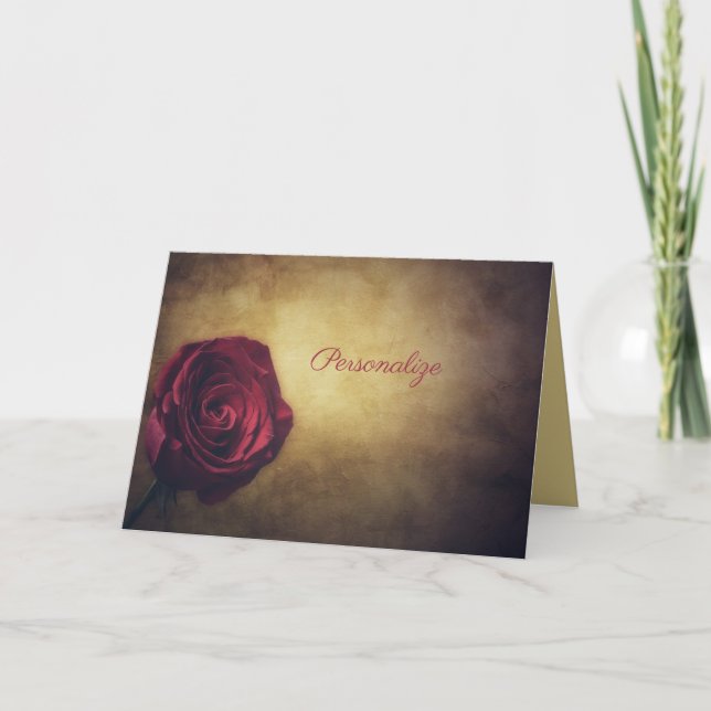 Antique Rose with Gold Background Personalise Card (Front)