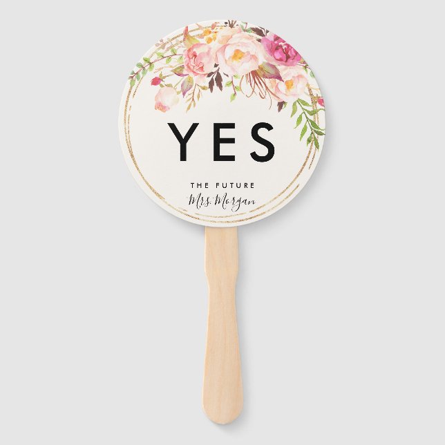 Antique Rose Yes To The Dress Yes No Signs Hand Fan (Front)