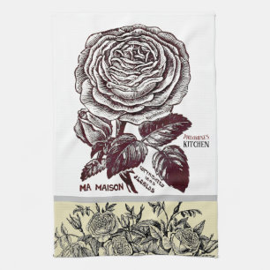 Antique Rose - Your Choice of Text Tea Towel