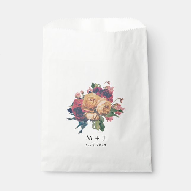 Antique Roses Botanical Fete Wedding Favour Bags (Front)