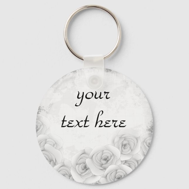 Antique roses keychain for your text (Front)