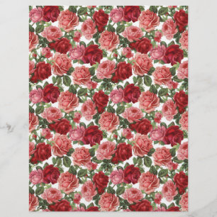 Antique Roses Vintage Arts & Craft Scrapbook Paper