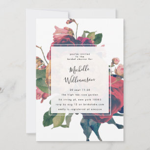 Antique Roses Vintage Bohemian Bridal Shower Invitation