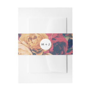 Antique Roses Vintage Boho Wedding Invitation Belly Band