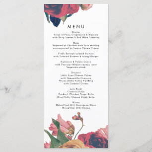 Antique Roses Vintage Boho Wedding Menu