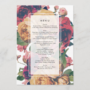 Antique Roses Vintage Boho Wedding Menu