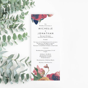 Antique Roses Vintage Boho Wedding Program Programme