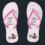 Antique Roses Wedding Maid of Honour Flip Flops<br><div class="desc">Antique roses are the theme of these elegant floral Maid of Honour flip flops with an exquisite bouquet of old fashioned rose flowers in red,  pink and white.   Customise text for your special occasion.</div>