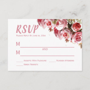 Antique Roses - Wedding RSVP Card 3" x 5"