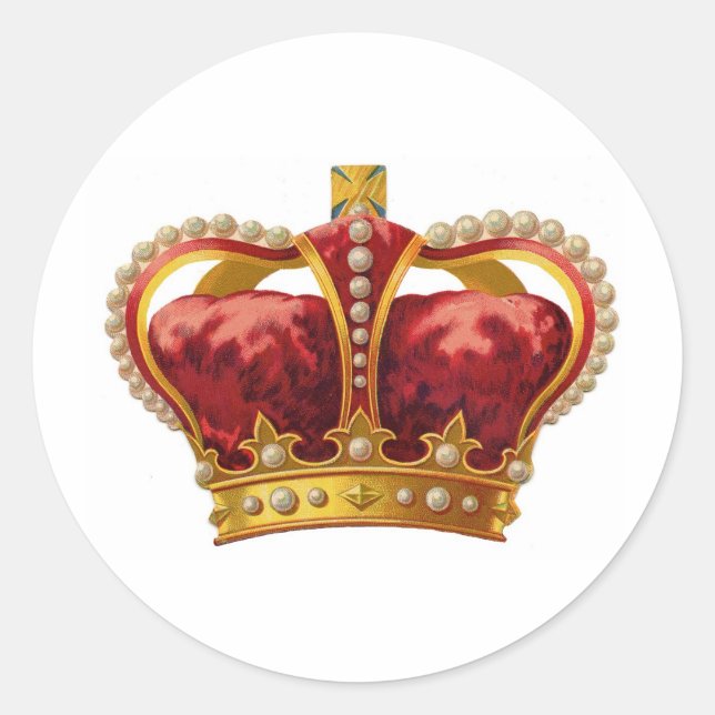 Antique Royal Crown Classic Round Sticker (Front)