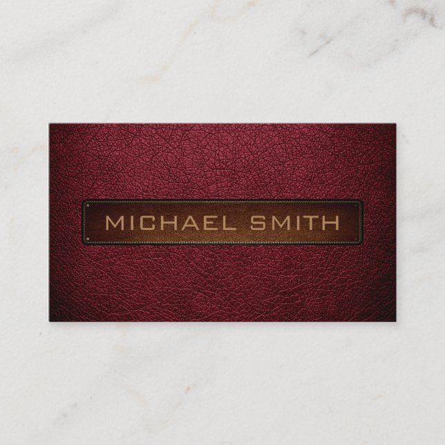 Antique ruby Leather Look Professional Business Card (Front)