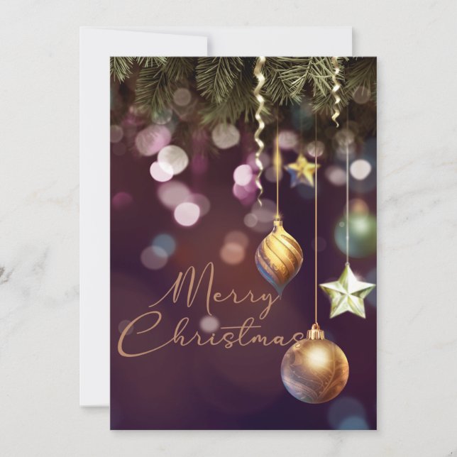 Antique Ruby Merry Christmas Decorations Holiday Card (Front)