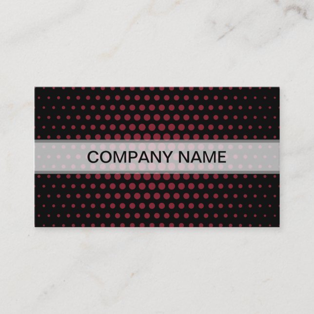 Antique ruby Techno Dots Modern Black Business Card (Front)