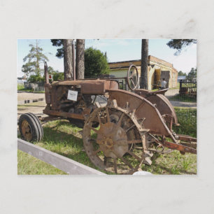 Antique Russian tractor Postcard