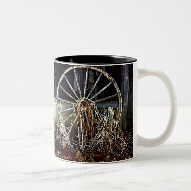 Antique Rustic Wagon Wheel Rural Art Mug (Right)