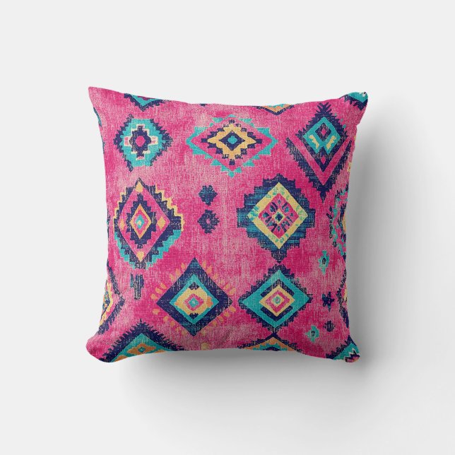 Antique Rusty Pink Oriental Turkish Kilim Rug Cushion (Front)