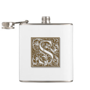 Antique S Monogram Hip Flask