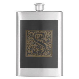 Antique S Monogram Hip Flask
