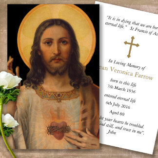 Antique Sacred Heart Jesus Prayer Sympathy Cards