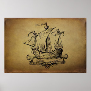 Antique Sailing Ship Poster