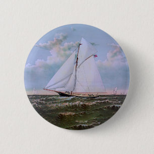 Antique Sailing Ship Sloop Yacht 6 Cm Round Badge
