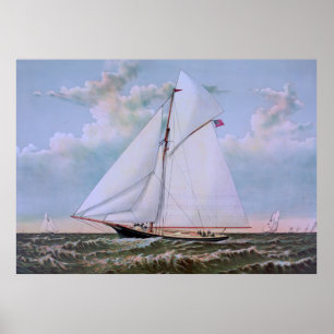 Antique Sailing Ship Sloop Yacht Poster
