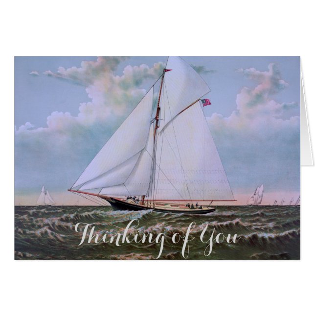 Antique Sailing Ship Sloop Yacht Sailboat Ocean (Front Horizontal)