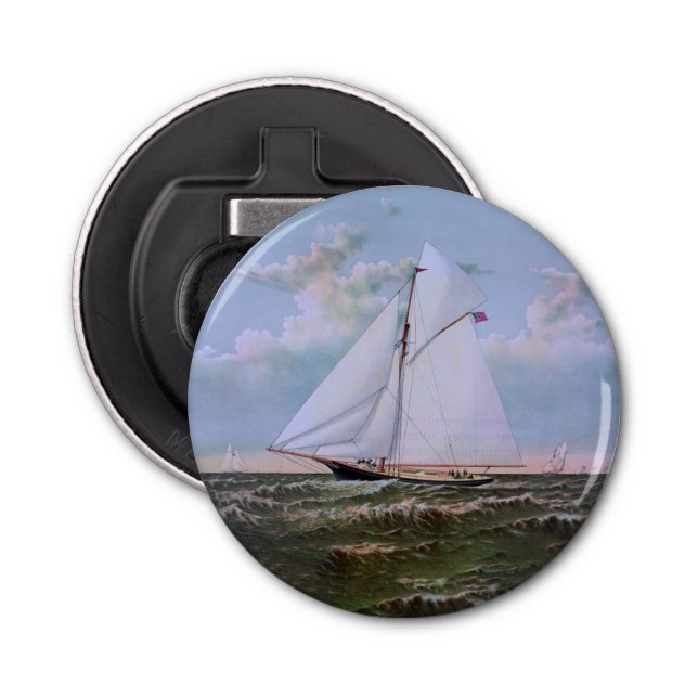 Antique Sailing Ship Sloop Yacht Sailboat Ocean Bottle Opener (Front)