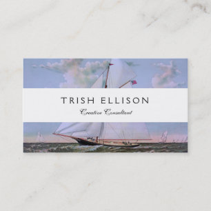Antique Sailing Ship Sloop Yacht Sailboat Ocean Business Card